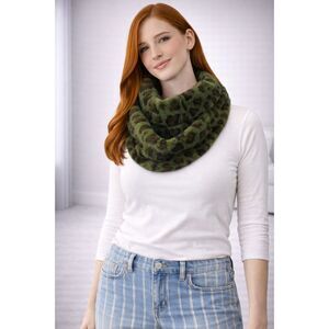 C & D Animal Print Infinity Scarf Green & Brown